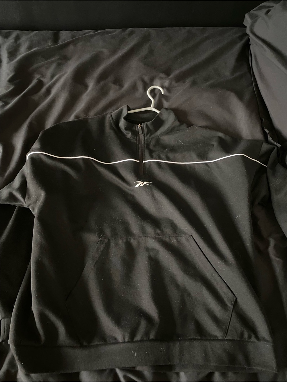 Reebok Black Half-Zip Pullover with White Piping